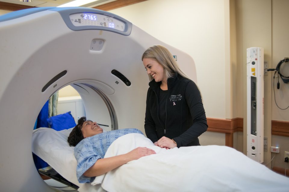 Woman getting a scan in the hospital